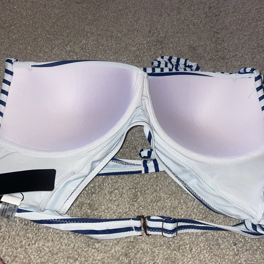 Tempt Me vintage style swim bra black white striped retro size XL - Picture 7 of 9